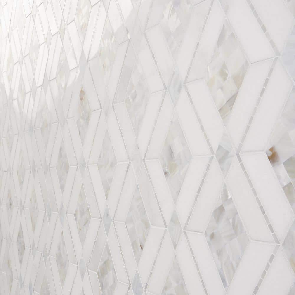 Spencer 10-inch White Polished Marble Mosaic Tile
