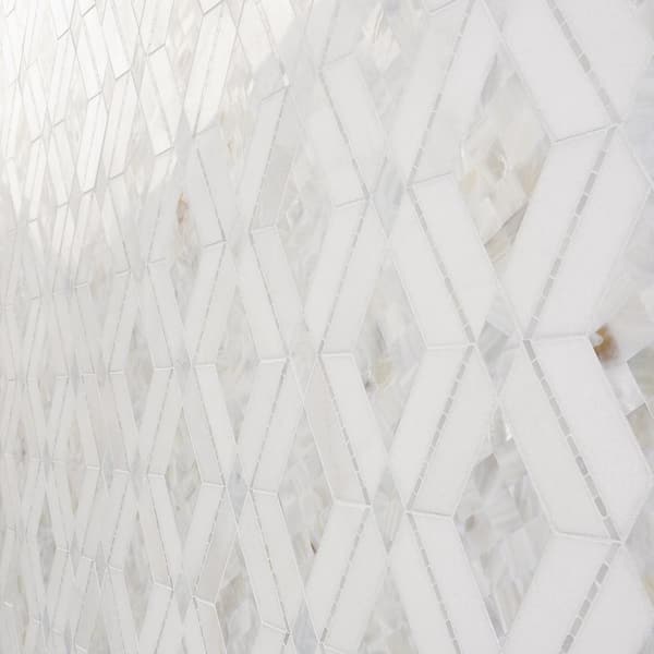 Ivy Hill Tile Benes White 10.02 in. x 10.02 in. Polished Marble 