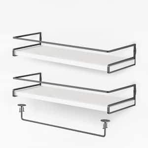 16 in. W x 6 in. D Composite Decorative Wall Shelf Floating Shelves Set of 2-White-grey