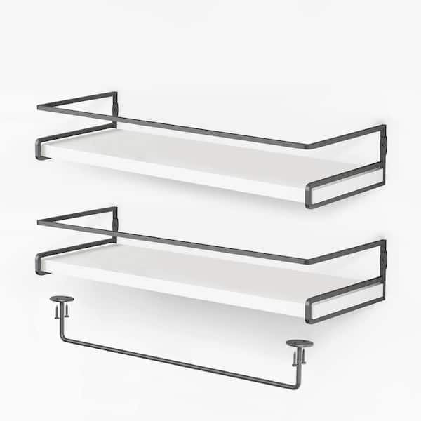 Unbranded 16 in. W x 6 in. D Composite Decorative Wall Shelf Floating Shelves Set of 2-White-grey