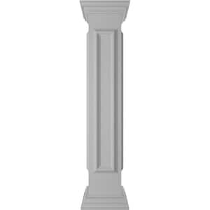 End 48 in. x 8 in. White Box Newel Post with Panel, Flat Capital and Base Trim (Installation Kit Included)