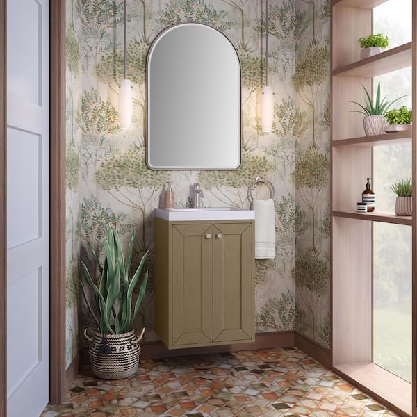 Chianti 19.8 in. W x 15.38 in. D x 35.5 in. H Single Bath Vanity in Walnut Whisper with White Glossy Composite Stone Top