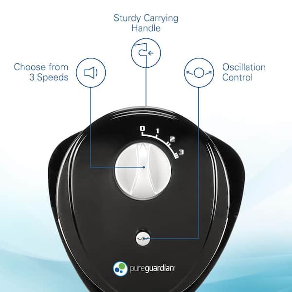 29 in. 3-Speed Oscillating Tower Fan with Slim and Lightweight Design in Black