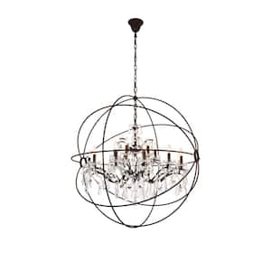 Timeless Home 43.5 in. L x 43.5 in. W x 46 in. H 18-Light Rustic Intent Transitional Chandelier with Clear Crystal