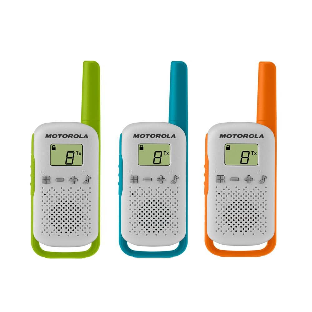 MOTOROLA SOLUTIONS Talkabout T110TP Two-Way Radio in White with Green, Blue,  Orange (3-Pack) T110TP The Home Depot