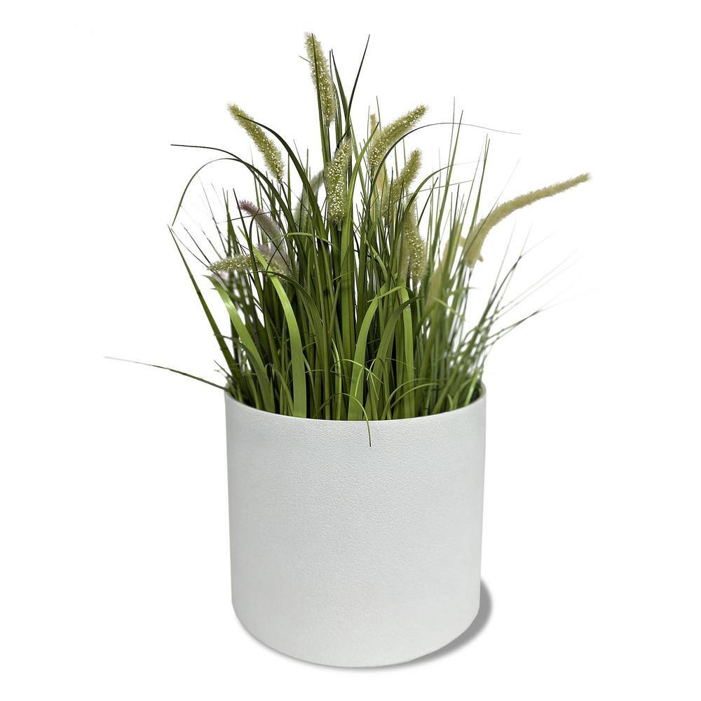 White Composite Round Outdoor Planters (Set of 2)