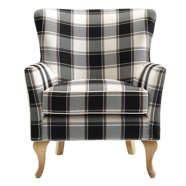 Dorel Emerie Black and White Checkered Pattern Accent Chair