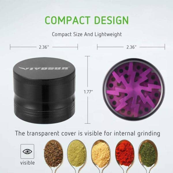 Easy to Clean with Removable Screen Blue SK Depot High-end 2.5 Inch 3 Part Metal Herb Grinder with Clear Top,Larger Spice Grinder with Perfect Pollen Catcher System ,Pollen Scraper 