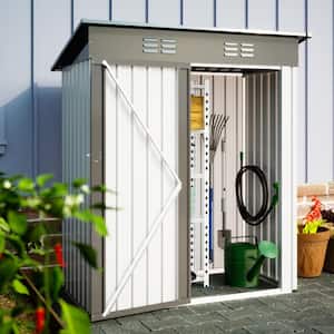 5 ft. W x 3 ft. D Metal Outdoor Storage Shed, Galvanized Metal Garden Shed with Single Lockable Door, Vents (15 sq. ft.)
