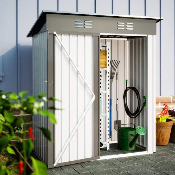 Unbranded 5 ft. W x 3 ft. D Metal Outdoor Storage Shed, Galvanized Metal Garden Shed with Single Lockable Door, Vents (15 sq. ft.)