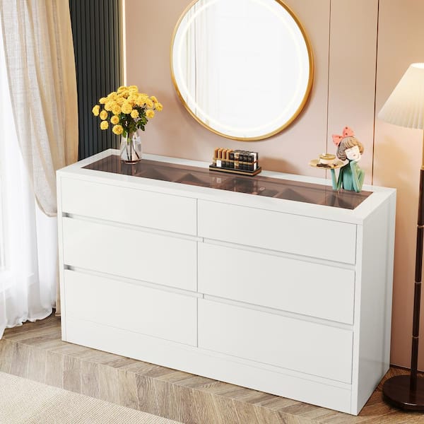 FUFU&GAGA White 8-Drawers 47.2 in. Width Bedroom Dresser