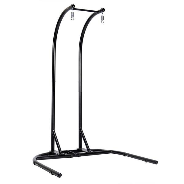 Afoxsos Black Wicker Hanging Double-Seat Swing Chair with