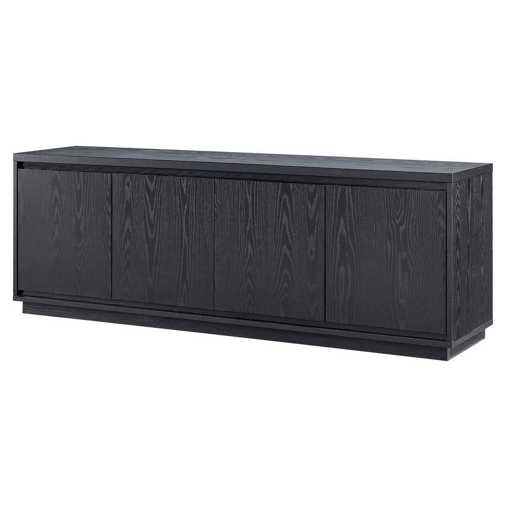 Presque 68" Black Grain Modern TV Stand with Enclosed Cabinets