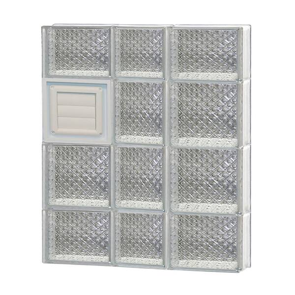 Clearly Secure 21.25 in. x 27 in. x 3.125 in. Frameless Diamond Pattern Glass Block Window with Dryer Vent