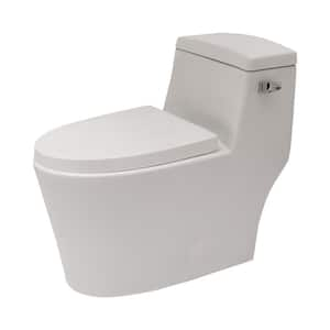 1-Piece 1.28 GPF Single Flush Elongated Toilet in White Seat Included