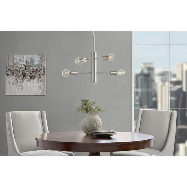 4 Light Modern Brushed Nickel Finish Chandelier