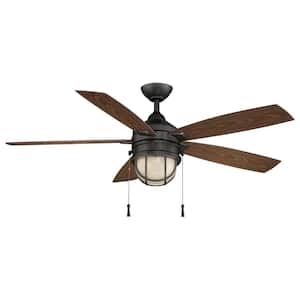 Seaport 52 in. LED Indoor/Outdoor Iron Ceiling Fan with Light Kit
