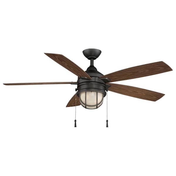 Hampton Bay Seaport 52 In Led Indoor Outdoor Iron Ceiling Fan With Light Kit Al634 Ni The