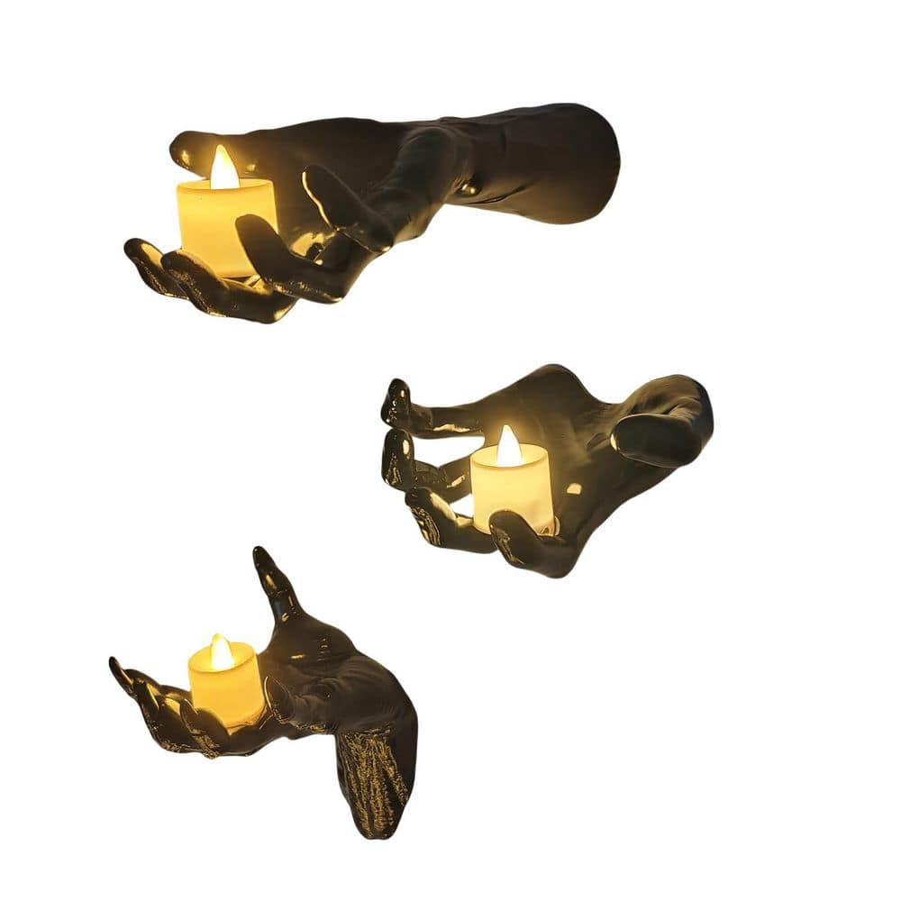 3-Piece Wall Mounted Creepy Reaching Hands with Lighted Candles, Life-Sized Horror Hands for Gothic Wall Decorations price history on PriceWatchPro
