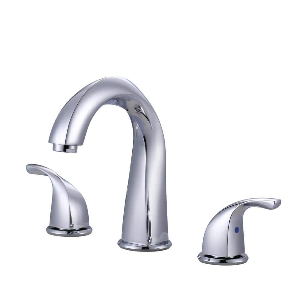 Polished Chrome 8-Inch Widespread Double Handle Bathroom Faucet