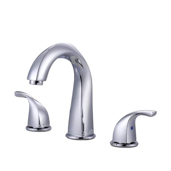 IVIGA 8 in. Widespread Double Handle Bathroom Faucet for 3 Holes with Pop-up Drain and Supply Lines in Brass Polished Chrome