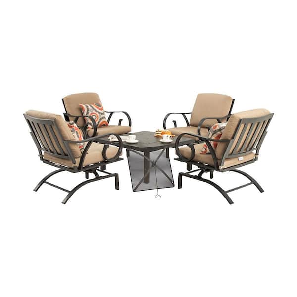 Tatayosi 5Piece Outdoor Beige Furniture Conversation Set, Patio
