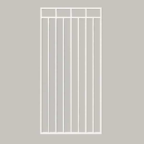 Glossy White Flat-Top Benitoite Steel Gate (33 in. W x 68 in. H), Self-Close Hardware, Double-Sided Handle, 2x2 Hinges