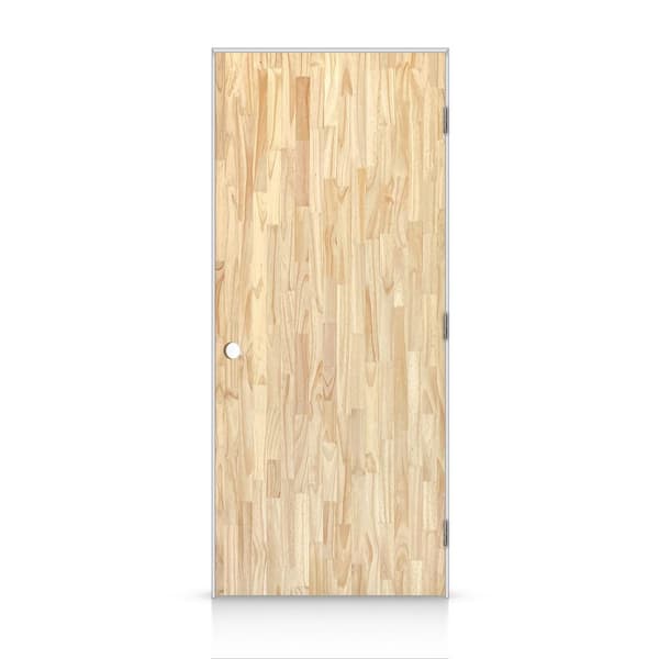 CALHOME 24 in. x 80 in. Flush Left-Handed Hollow-Core Unfinished Smooth Pine Wood Single Prehung Interior Door