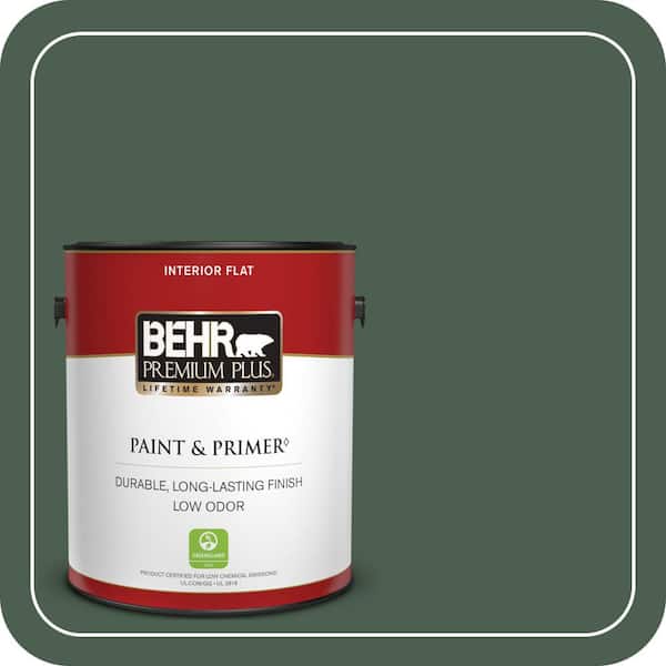 BEHR PREMIUM PLUS 1 gal. #N400-7 Vine Leaf Flat Low Odor Interior Paint & Primer
