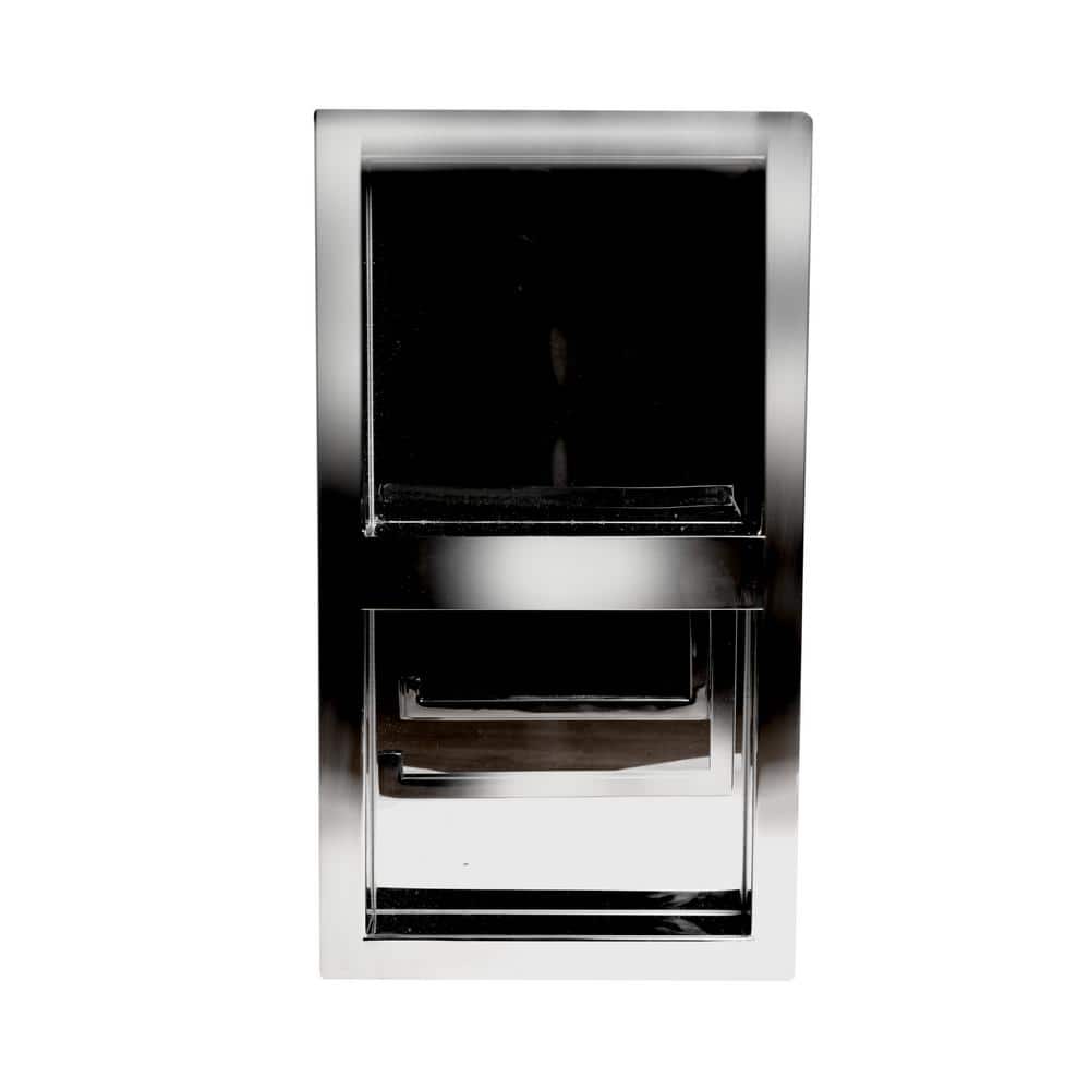 Polished Stainless Steel Recessed Toilet Paper Holder with Shelf
