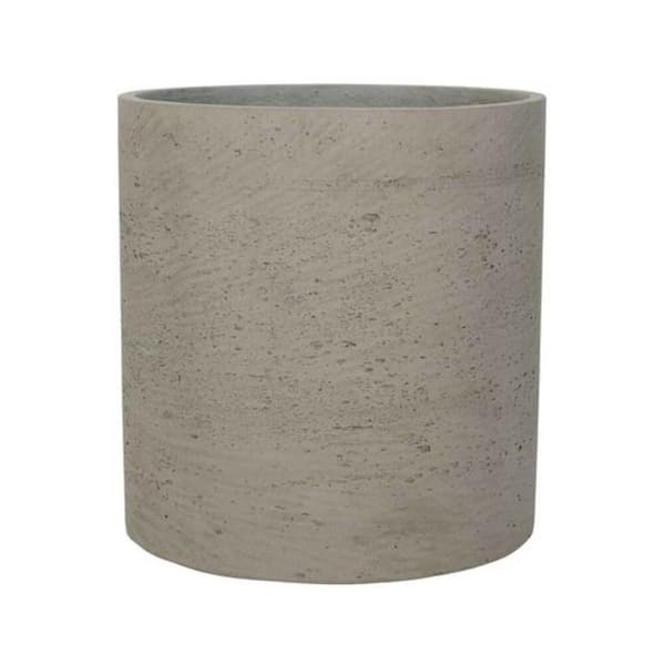 PotteryPots 11.8 in. W x 11.8 in. H Small Grey Washed Fiberclay Indoor Outdoor Max Planter