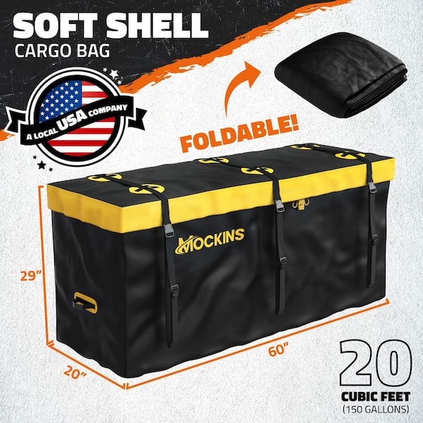 20 cu. ft. Weatherproof Yellow Cargo Carrier Bag (60 in. x 20 in. x 28.5 in.) Waterproof Zipper and Car Bag Accessories