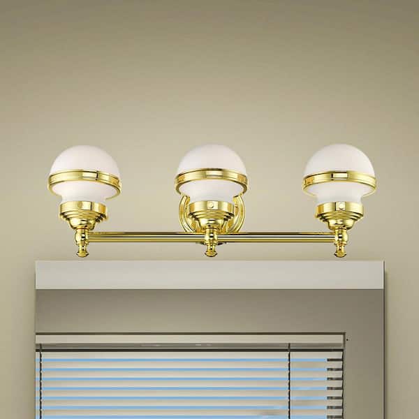 AVIANCE LIGHTING Bellhurst 3 Light Polished Brass Vanity Sconce