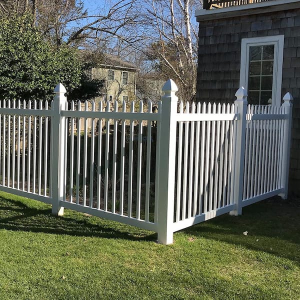 Weatherables Abbington 4 ft. H x 124 ft. L Picket Spade Top White Vinyl Fence Project Pack
