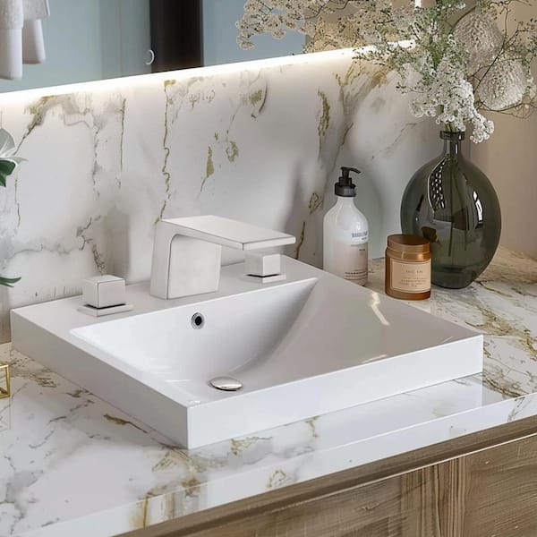 8 in. Widespread Double Handle Bathroom Faucet in Nickel