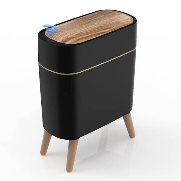 Black Automatic Trash Can, 2.6 Gallon/10L Bathroom Trash Can with Lid
