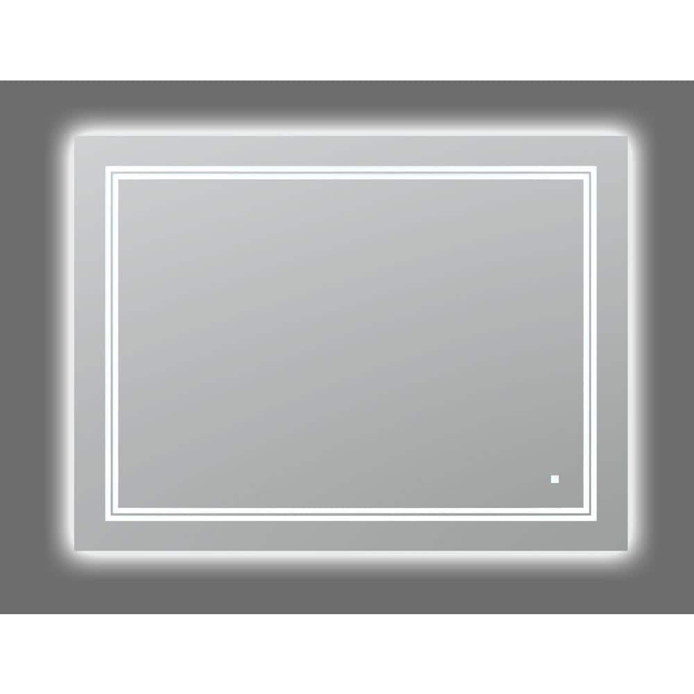 Sleek Soho 48"x36" Silver LED Lighted Bathroom Vanity Mirror with Defogger and Dimmable Lighting