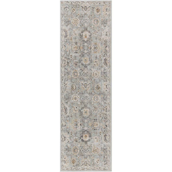 Nourison Oushak Home Mint 2 ft. x 8 ft. Floral Traditional Runner Area Rug