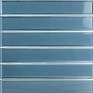 Cavanaugh Frame Blue 4 in. x 24 in. Polished Ceramic Subway Wall Tile (8 pieces / 5.16 sq. ft. / box)