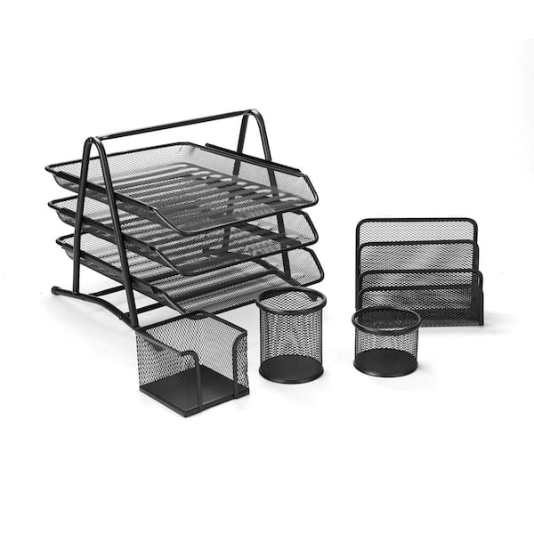 Marbrasse 3 Tier Mesh Desk Organizer with Drawer, Multi-Functional Desk  Organizers and Accessories, Paper Letter Organizer with 2 Pen Holder for  Home
