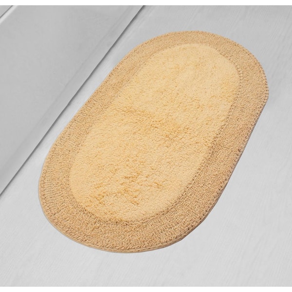 HOME WEAVERS INC Double Ruffle Collection 100% Cotton Bath Rugs Set, 24x40 Rectangle, Yellow