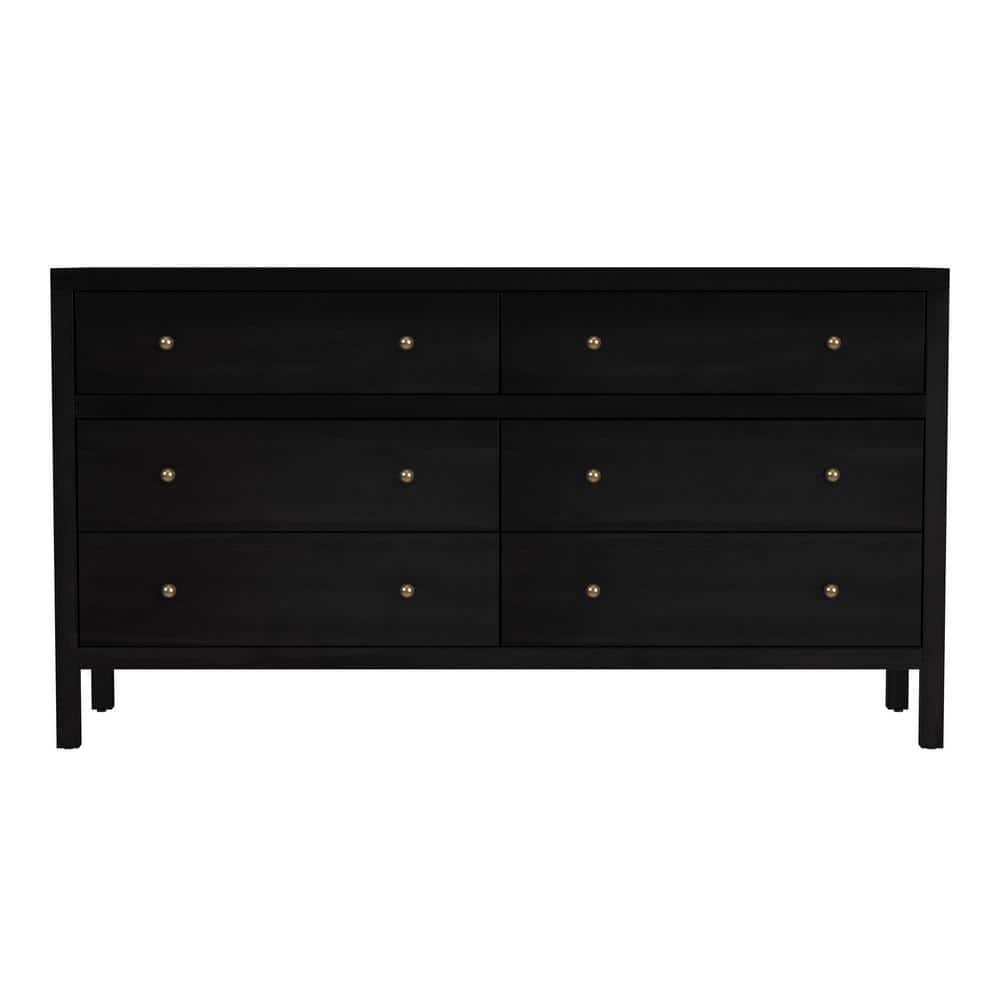 Antique Coffee 6-Drawer Wide Dresser with Ball Bearing Slides