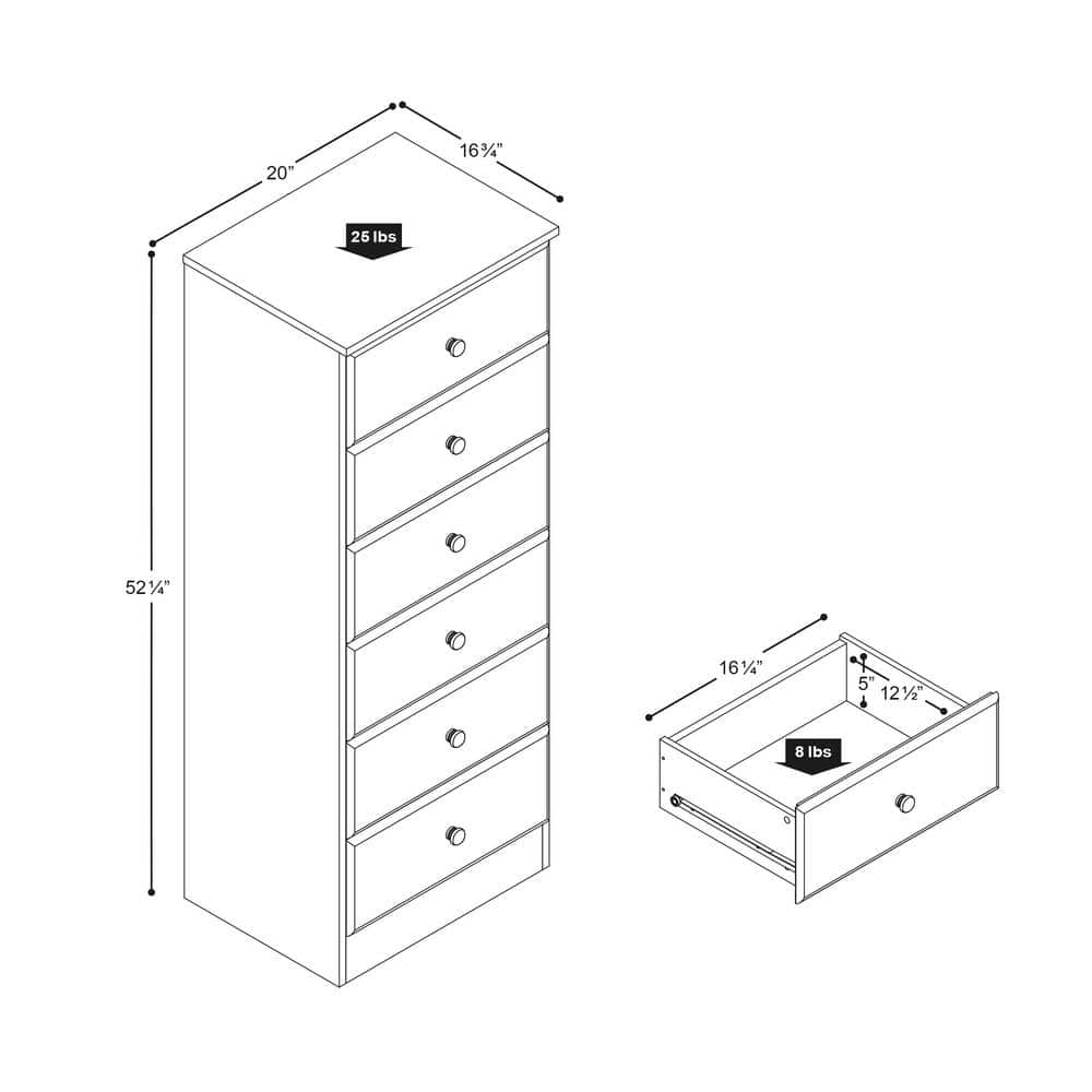 Sleek Deep Black Tall Dresser with Crystal Knobs and Spacious Drawers