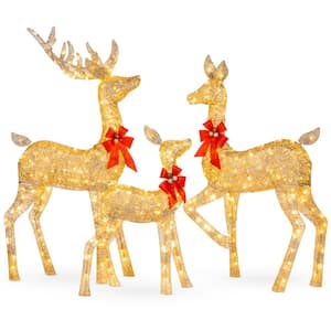 60 in. LED Metal Deer Family Christmas Yard Decoration