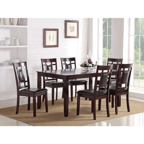 Modish Espresso Brown Rubber Wood 7 Piece Dining Set