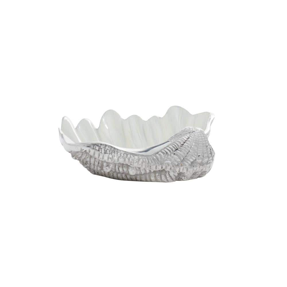 White Aluminum Shell Shaped Serving Bowl with Enamel Finish