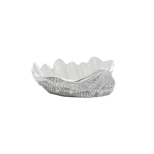 White Shell Shell Decorative Serving Bowl with Enamel Interior