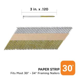 3 in. x 0.120 30-Degree Hot Dipped Galvanized Ring Shank Paper Tape Framing Nails (2500 -Per Box)