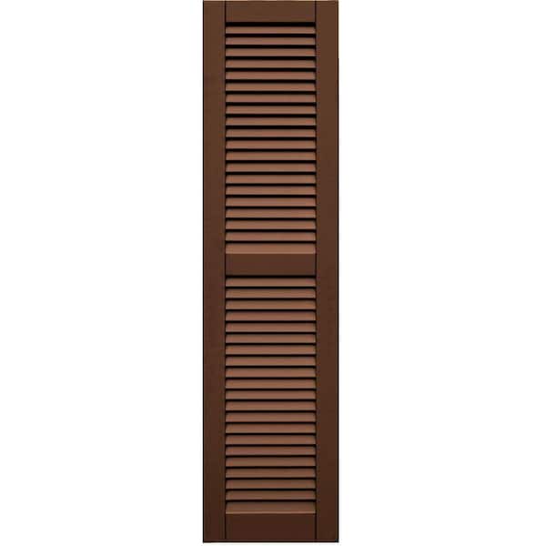 Winworks Wood Composite 15 in. x 60 in. Louvered Shutters Pair #635 Federal Brown
