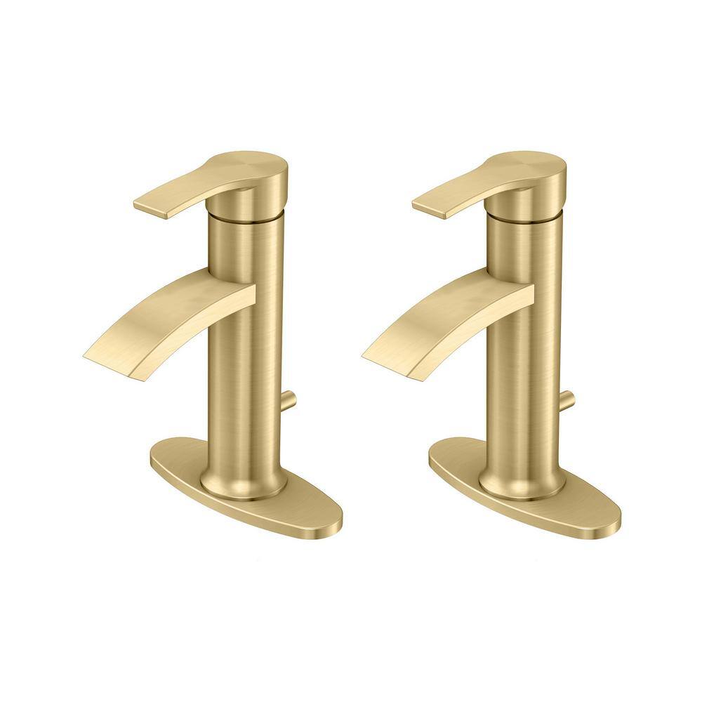 PRIVATE BRAND UNBRANDED Garrick SingleHandle SingleHole Bathroom Faucet in Matte Gold (2Pack